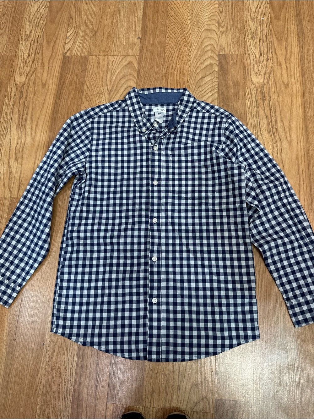 Carters Navy & White Gingham Button-Down Shirt - Unbranded